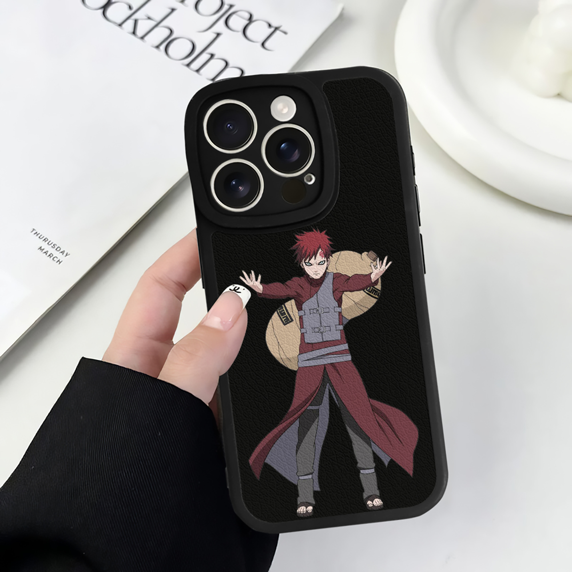 （画像用） NARUTO -ナルト- ガアラ Gaara 【iPhone 16シリーズ対応】シリコンスマホケース（レザー調） 材質：シリコン